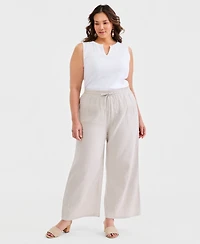 Style & Co Plus Cotton Gauze Wide-Leg Pants, Macy's Exclusive