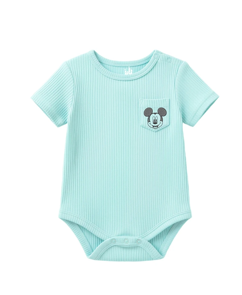 Disney Baby Boys' Mickey Mouse Short-Sleeve Bodysuits, 3-Piece Set