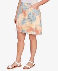 Hearts Of Palm Plus Printed Tech Stretch Pull On Skirt