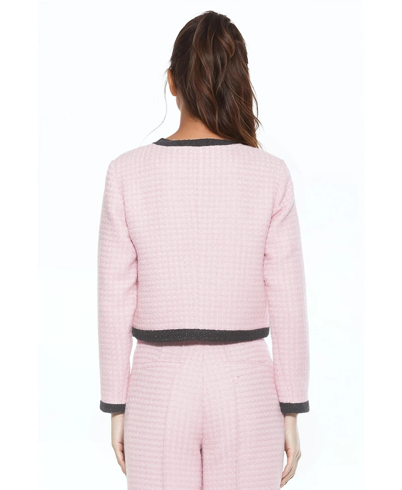 Alexia Admor Women's Rose Tweed Crewneck Sweater Jacket