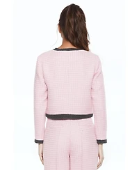 Alexia Admor Women's Rose Tweed Crewneck Sweater Jacket