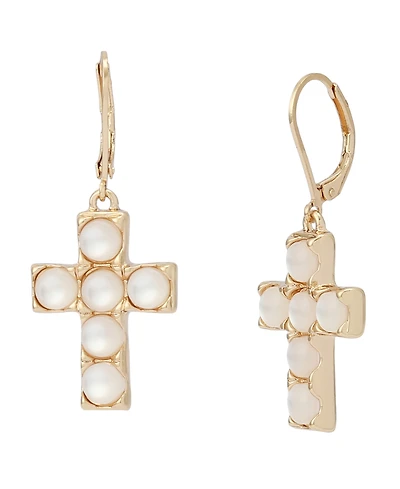 Robert Lee Morris Soho Mother of Pearl Cross Drop Earrings