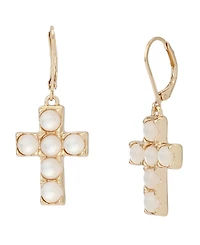 Robert Lee Morris Soho Mother of Pearl Cross Drop Earrings