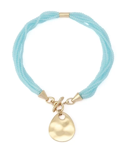 Robert Lee Morris Soho Faux Stone Disc Pendant Seed Bead Necklace