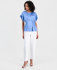 Anne Klein Women's Flutter-Sleeve Smocked-Waist Top