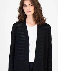 Anne Klein Women's Open-Front Sheer-Stripe Cardigan