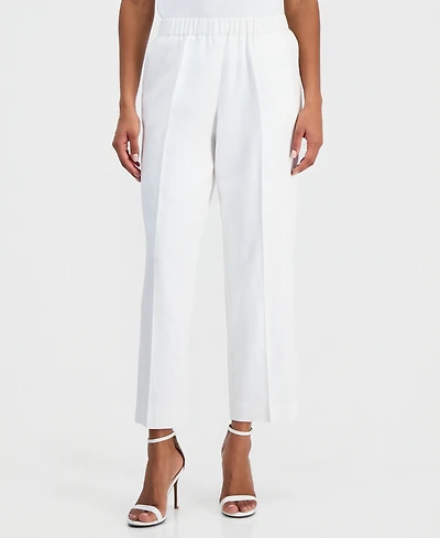 Anne Klein Women's Linen-Blend Pull-On Wide-Leg Ankle Pants