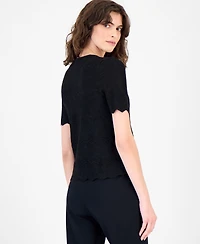 Anne Klein Women's Zigzag Short-Sleeve Cardigan