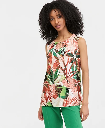 Kasper Women's Pleated Keyhole Top