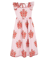 Rare Editions Girls' 7-16 Striped Block Print Flutter-Sleeves Maxi Dress