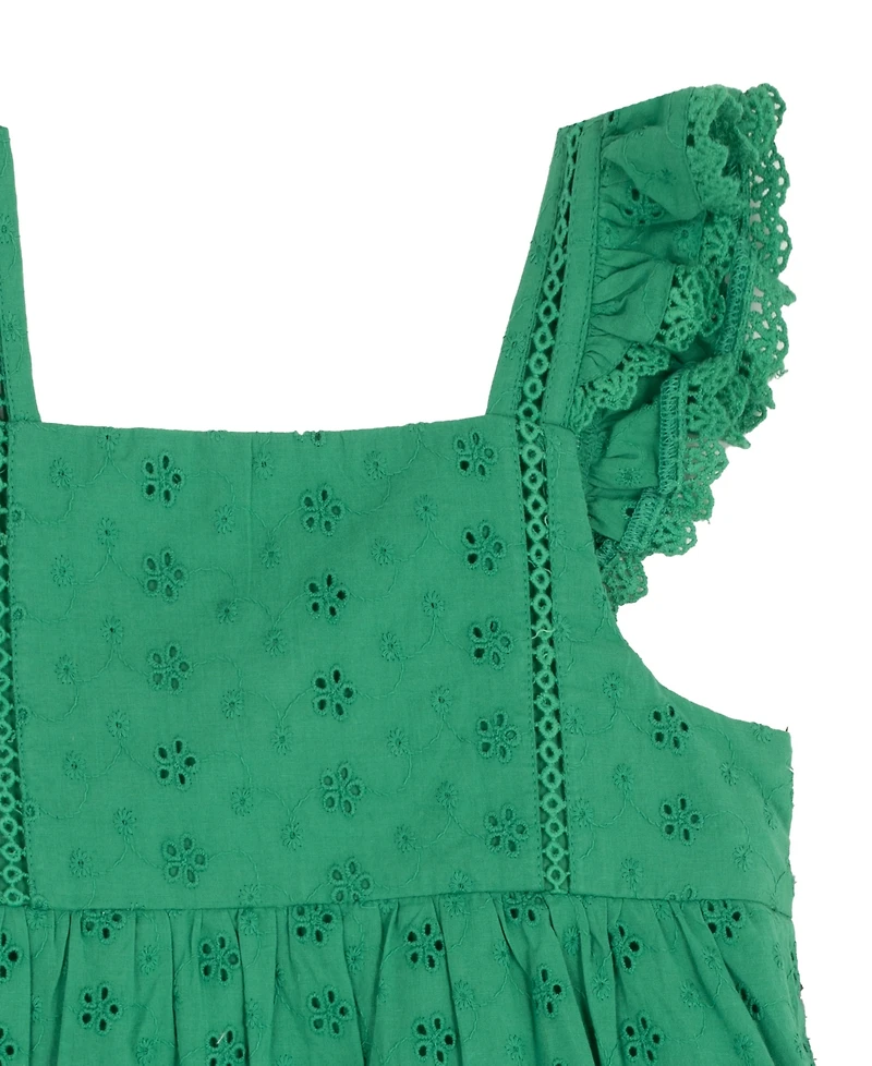 Rare Editions Girls' 2T-6X Eyelet Flutter Sleeves Tiered Dress