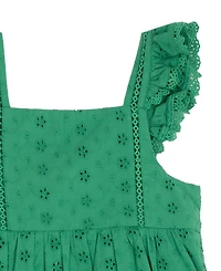 Rare Editions Girls' 2T-6X Eyelet Flutter Sleeves Tiered Dress