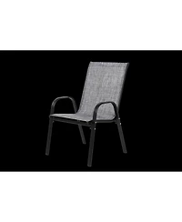 Flynama 4 Piece Outdoor Grey Patio Camping Chairs Breathable Textilene Fabric High Backrest Armrest Space Saving for Garden Pool Beach