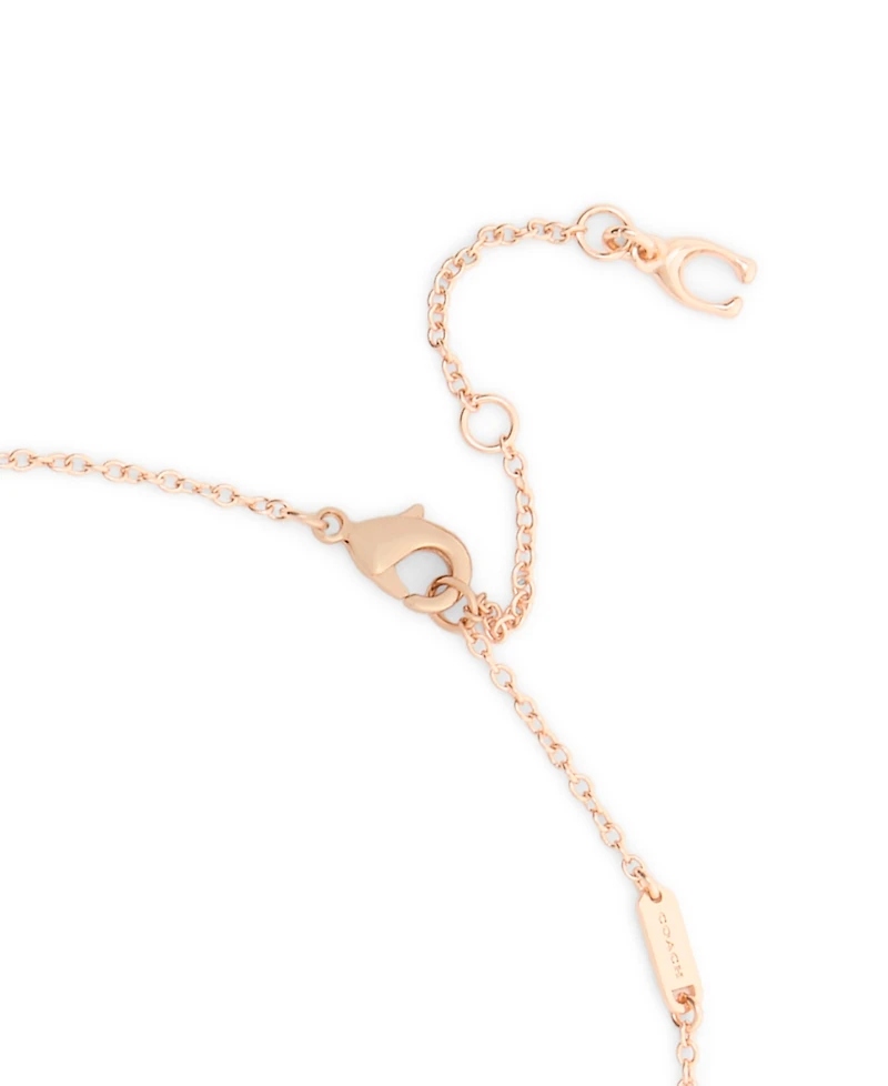 Coach Faux Stone Halo Tea Rose Pendant Necklace