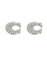 Coach Faux Stone Pave Signature C Stud Earrings