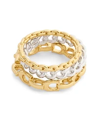 Coach Two-Tone Signature C Mixed Chain Ring Set
