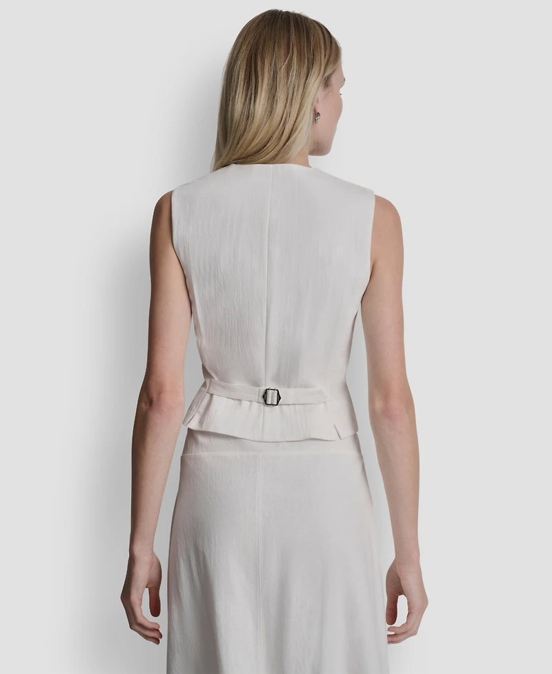 Dkny Women's Sleeveless V-Neck Arid Pique Vest