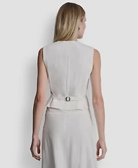 Dkny Women's Sleeveless V-Neck Arid Pique Vest