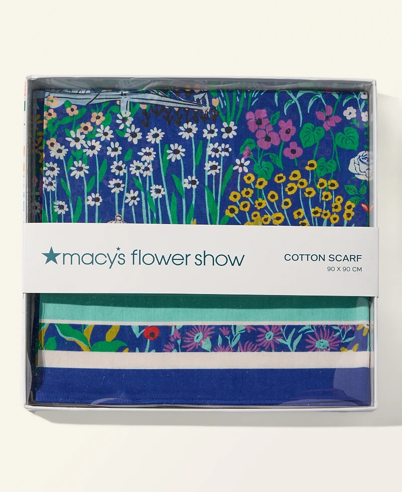 Macy's Flower Show Scenic Print Cotton Scarf, Macy's Exclusive
