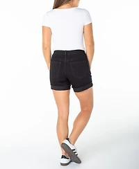 Celebrity Pink Women's Fray Zip-Fly Button Flip Cuff Shorts