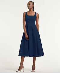 Isaac Mizrahi Women's Seamed Square Neck Midi Dress