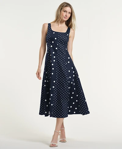 Isaac Mizrahi Women's Seamed Square Neck Midi Dress