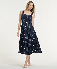 Isaac Mizrahi Women's Seamed Square Neck Midi Dress