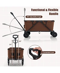 Sugift Collapsible Folding Wagon Cart with Adjustable Handlebar