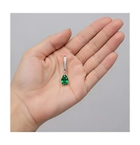 Sterling Silver Cubic Zirconia Teardrop Leaver back Earrings