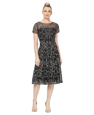 Sl Fashions Women's Embroidered Soutache Dress