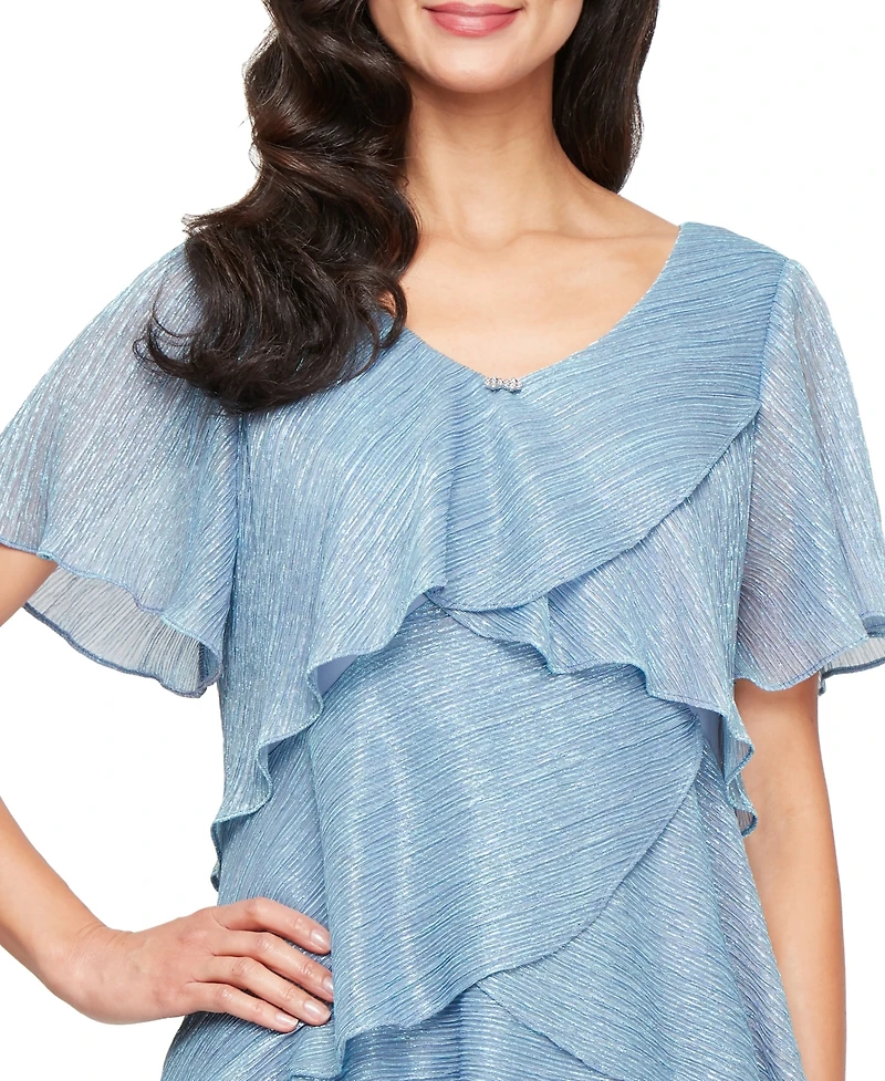 Sl Fashions Tiered Shimmer Shift Dress