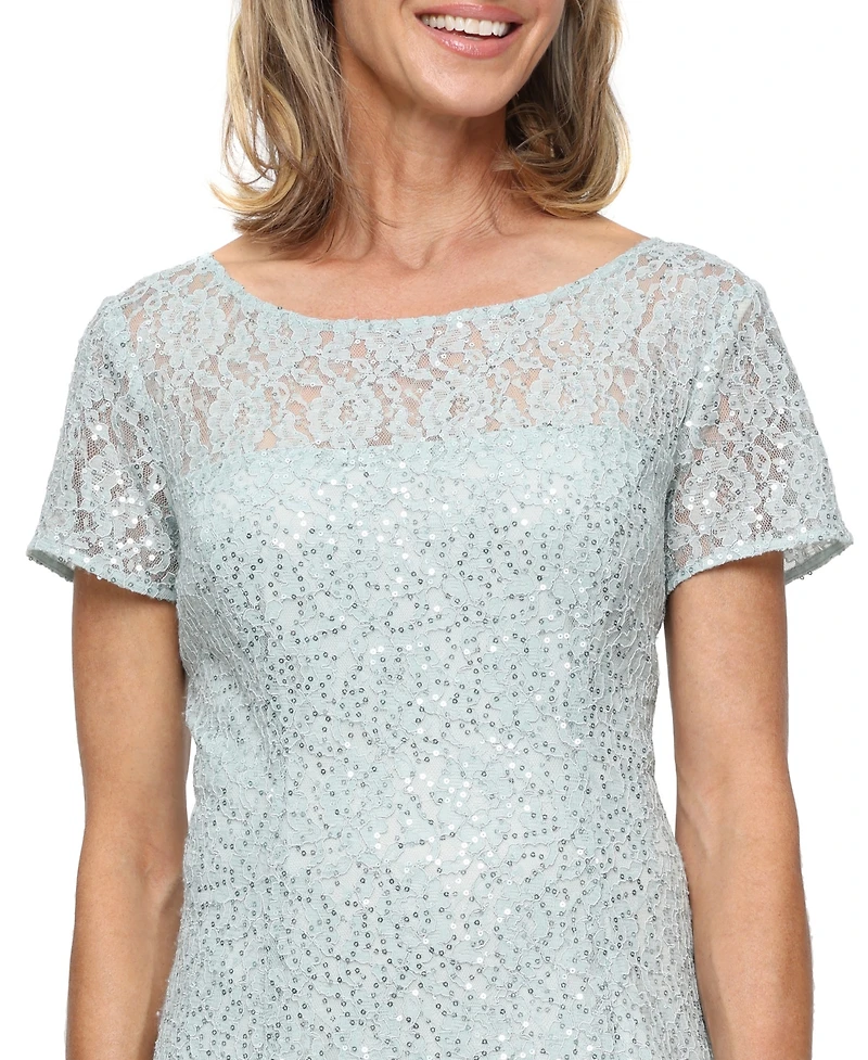 Sl Fashions Sequined Lace Midi Dress