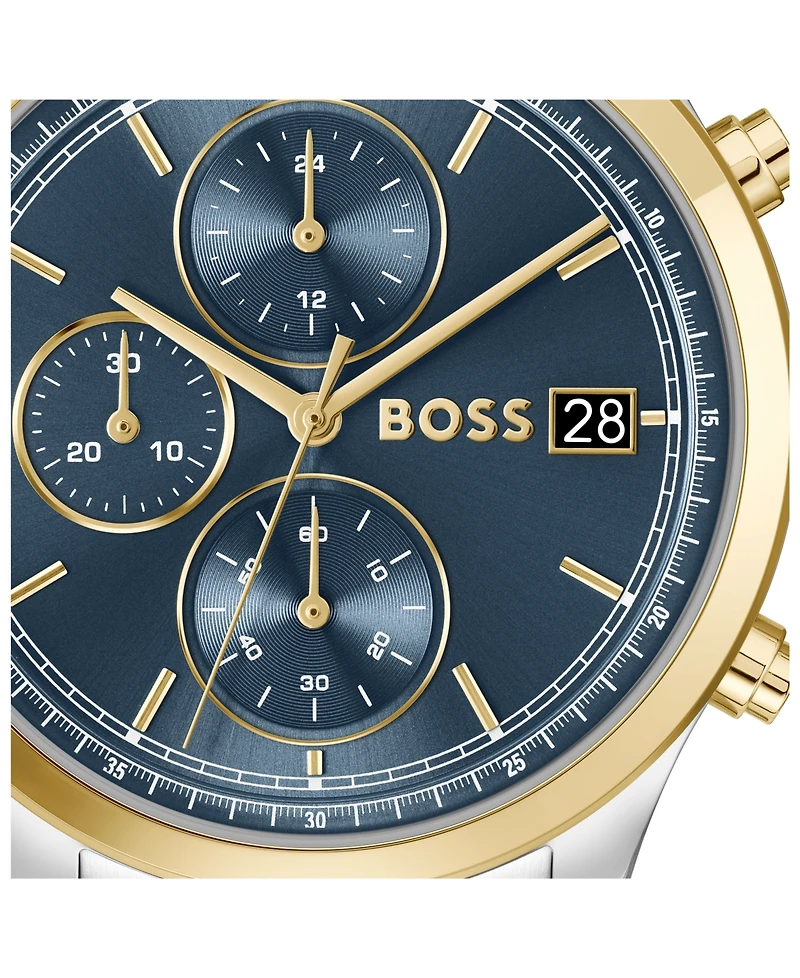Hugo Boss Men's Stratus Quartz Chrono Stainless Steel Ionic Plated Thin Gold Steel Watch, 41mm