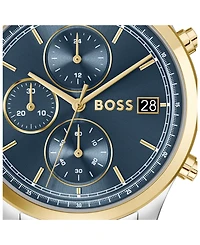 Hugo Boss Men's Stratus Quartz Chrono Stainless Steel Ionic Plated Thin Gold Steel Watch, 41mm