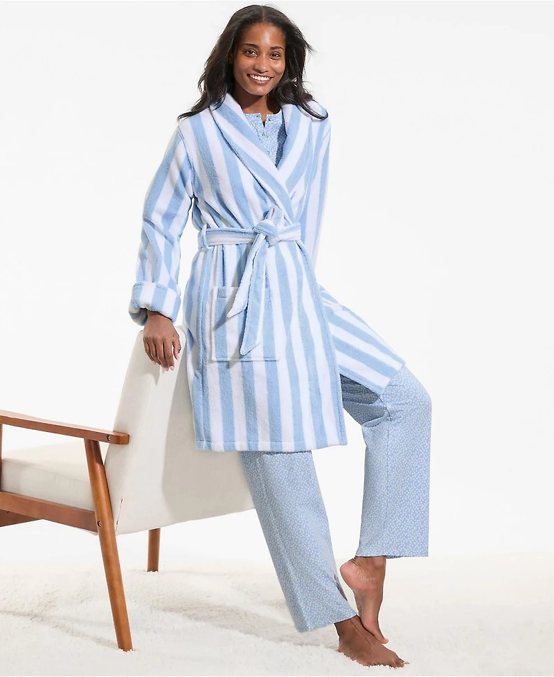Lands' End Women's Soft Terry Long Sleeve Knee Length Robe