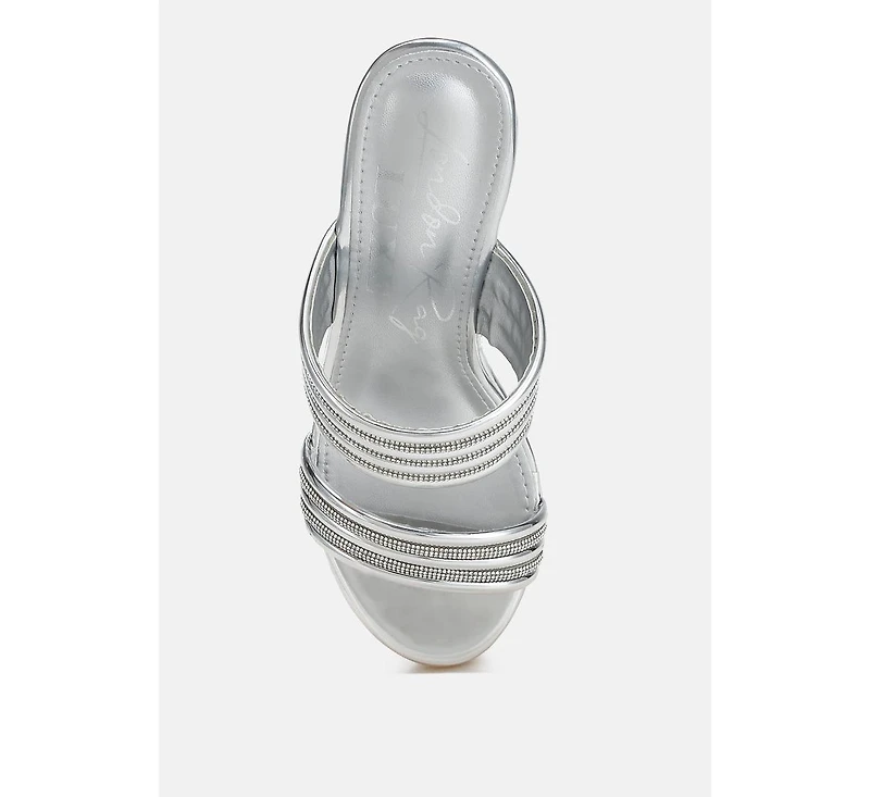 Benched Metallic Faux Leather Wedge Sandals