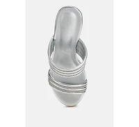 Benched Metallic Faux Leather Wedge Sandals