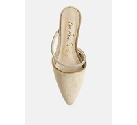 turnon velvet diamante detail flat mules