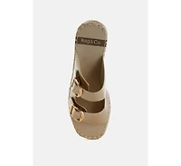 Miova Metallic Buckle Detail Espadrille Flatforms