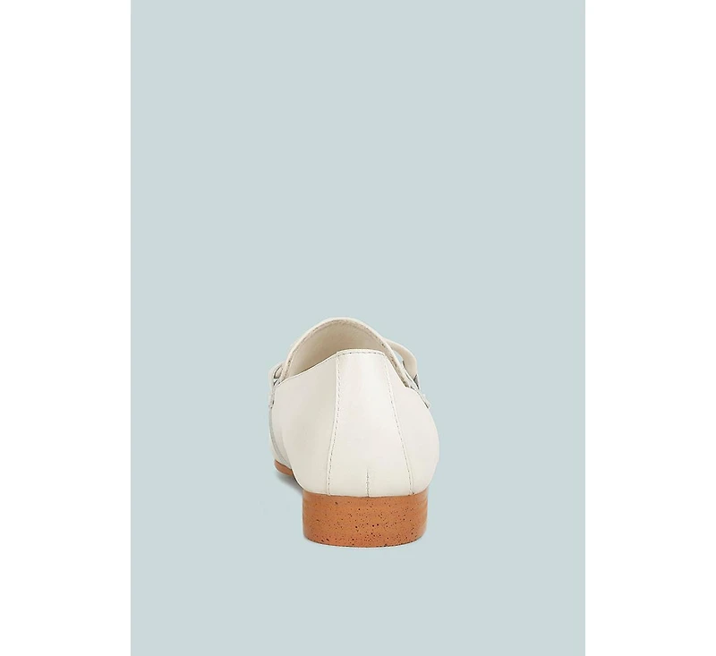 Merva Womens Chunky Chain Leather Loafers