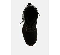 London Rag Mahisha Knitted Collar Zip-Up Hiker Boots
