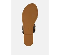 Shellfish Raffia Slip On Sandals