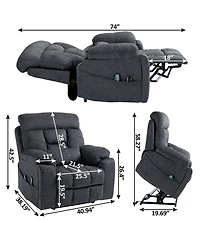 Boyel Living Velvet Electric Lift Recliner with Heating and Massage, Power Lift Sofa Chair with 2 Pocket Cup Holders, 2 Remote Controls, 4 Okin Motors