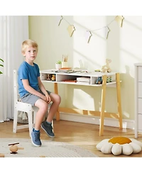 Hongge Kids Desk and Chair Set with Storage for Ages 3–12