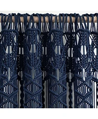 Lush Decor Boho Macrame Textured Cotton Window Curtain Panel Single 40"W x 84"L Navy