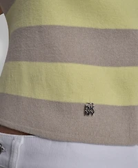 Dkny Jeans Women's Striped Sleeveless Polo Sweater