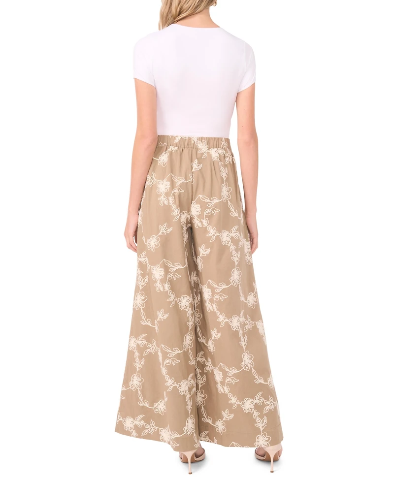 1.state Women's Elastic Waistband Wide-Leg Pants