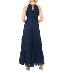 1.state Women's Ruffle Detail Babydoll Spaghetti Strap V-Neck Maxi Dress