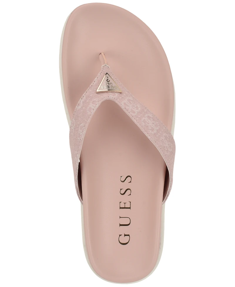 Guess Women's Davelle Lug Sole Logo Thong Sandals