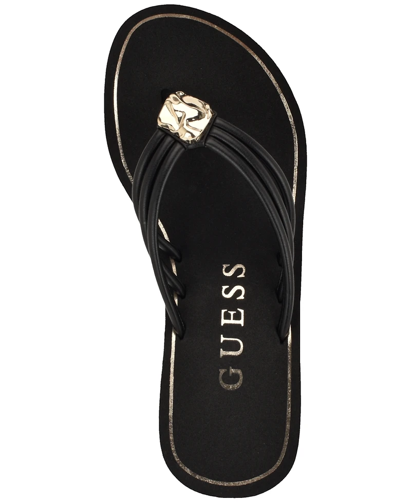 Guess Women's Sabrie Ornamented Round Toe Wedge Sandals